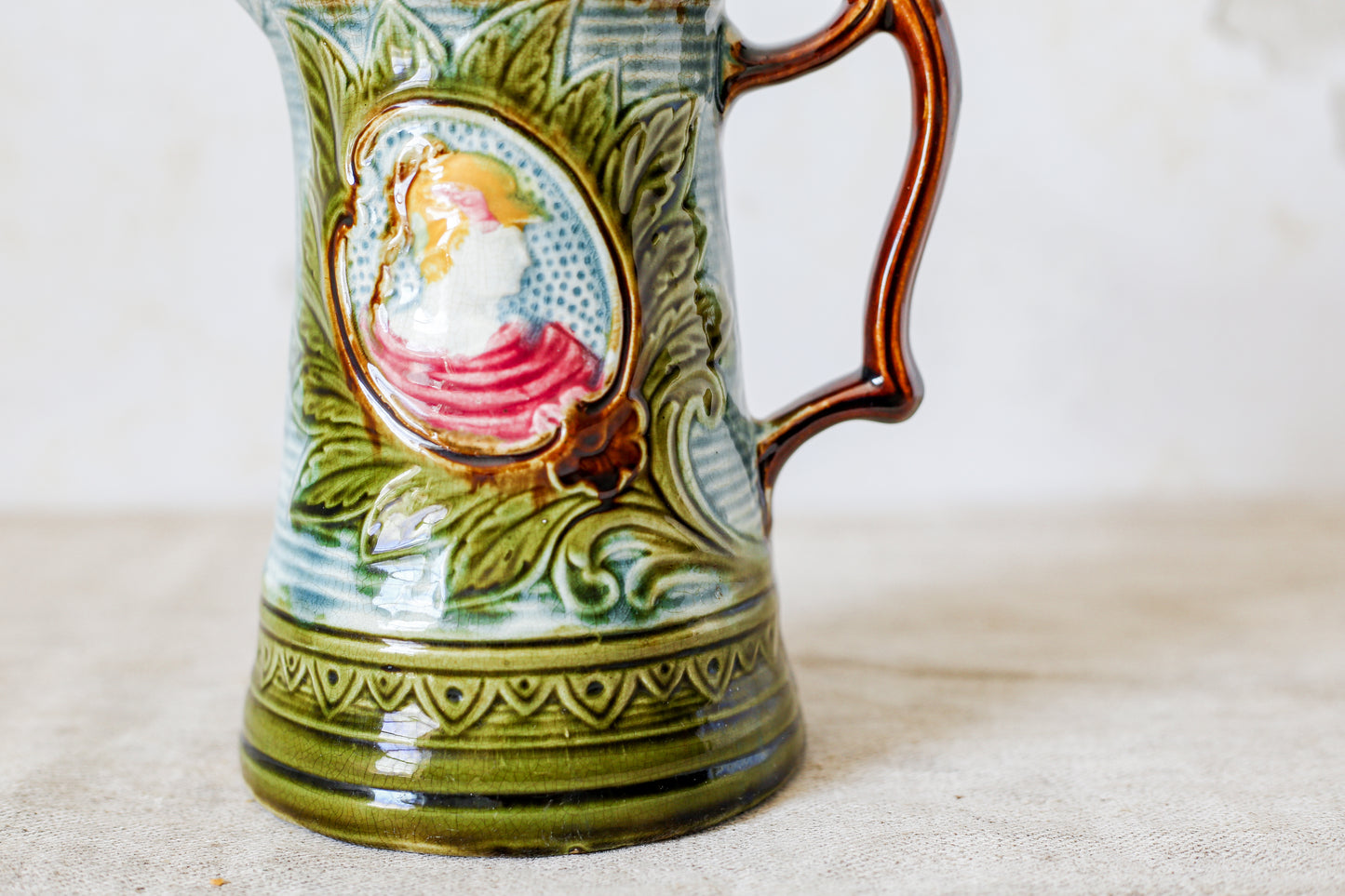 Majolica Jug with Neoclassical Portrait, c1880