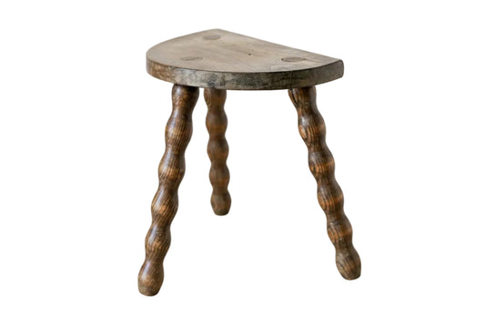 Vintage French Bobbin Tripod Milking Stool