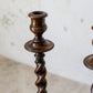 Pair of 15" Collared Barley Twist Candlestick Holders, c1900