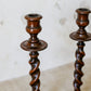 Pair of 15" Collared Barley Twist Candlestick Holders, c1900