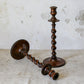Pair of 15" Collared Barley Twist Candlestick Holders, c1900