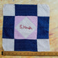 Antique Blue and Pink “S. Hough” Signed Quilt Block, c1910