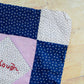 Antique Blue and Pink “S. Hough” Signed Quilt Block, c1910