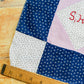 Antique Blue and Pink “S. Hough” Signed Quilt Block, c1910