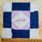 Antique Blue and Pink “S. Hough” Signed Quilt Block, c1910