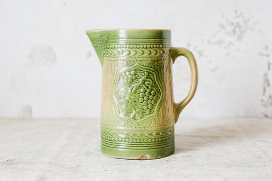 Antique Yellow and Green Salt Glaze Pitcher
