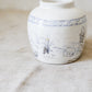 Antique 4" Blue and White Pictorial Ginger Jar