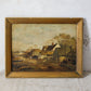 English Farmyard Landscape Signed Painting, c1900