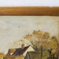 English Farmyard Landscape Signed Painting, c1900