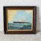 British Ocean Liner Maritime Signed Oil Painting, c1970