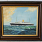 British Ocean Liner Maritime Signed Oil Painting, c1970