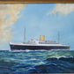 British Ocean Liner Maritime Signed Oil Painting, c1970