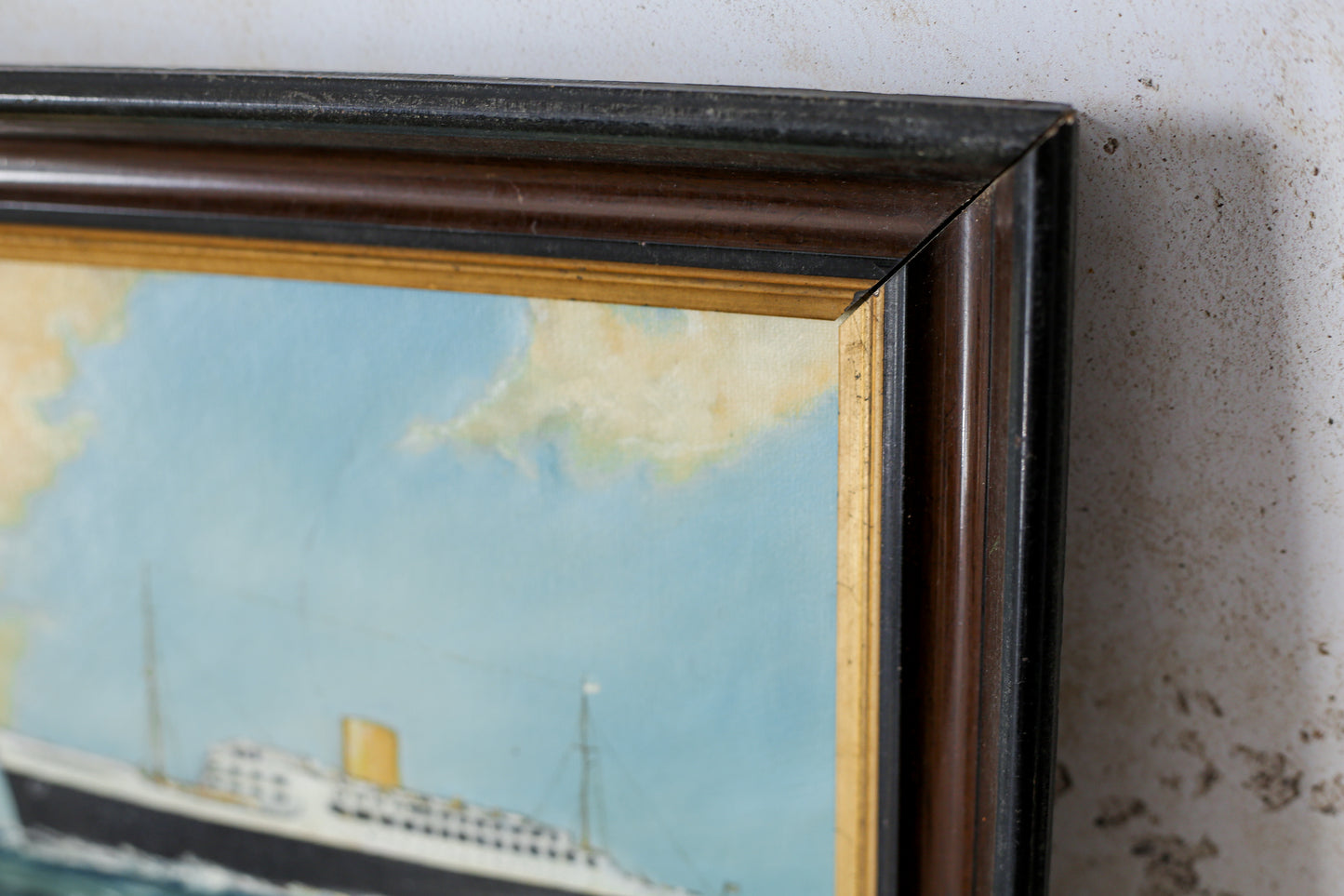 British Ocean Liner Maritime Signed Oil Painting, c1970
