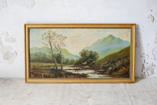 Scottish Highlands and Cows Pastoral Landscape, c1880