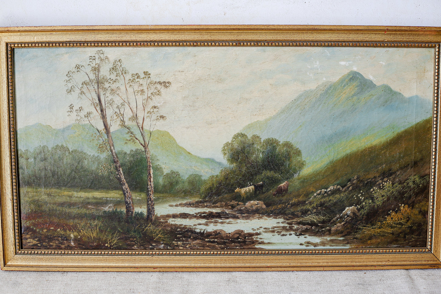 Scottish Highlands and Cows Pastoral Landscape, c1880