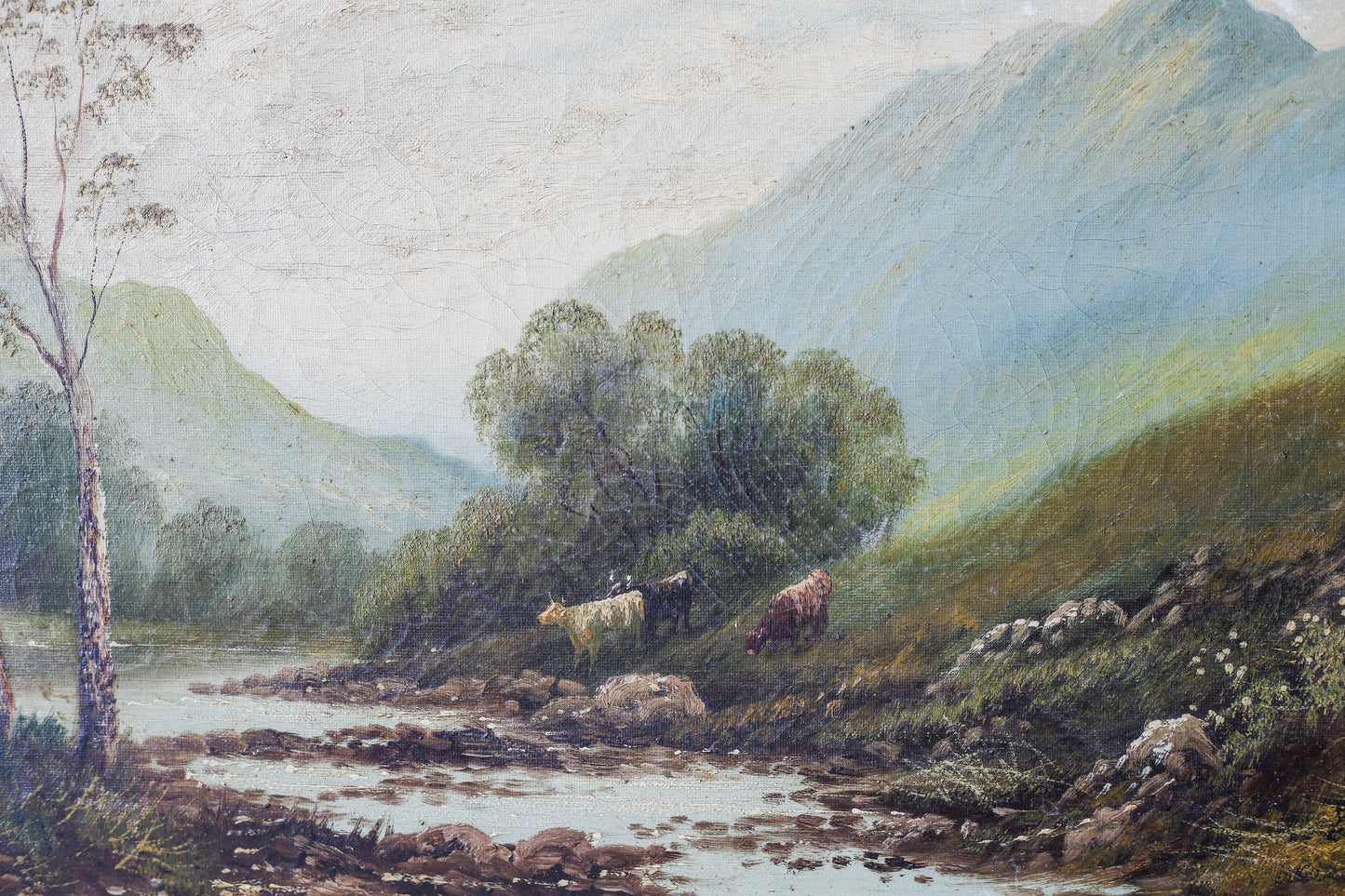 Scottish Highlands and Cows Pastoral Landscape, c1880