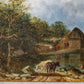 English Oil Painting of Cows by Pond, 19th Century