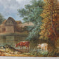 English Oil Painting of Cows by Pond, 19th Century
