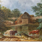 English Oil Painting of Cows by Pond, 19th Century