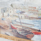 Vintage Oil Painting of English Wharf and Boats