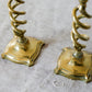 Pair of 19th Century English Cast Brass Open Barley Twist Candlestick Holders with Flared Square Bases