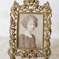 Victorian Gilt Cast Iron Ornate Picture Frame with Antique Photo