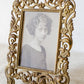 Victorian Gilt Cast Iron Ornate Picture Frame with Antique Photo
