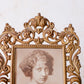 Victorian Gilt Cast Iron Ornate Picture Frame with Antique Photo
