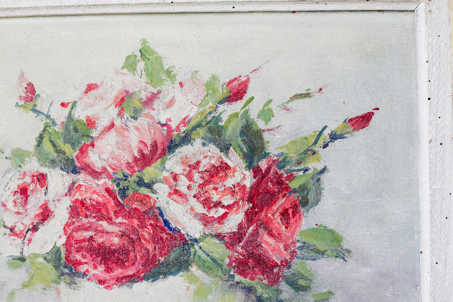 Still Life of Roses Original Signed Oil Painting, c1930