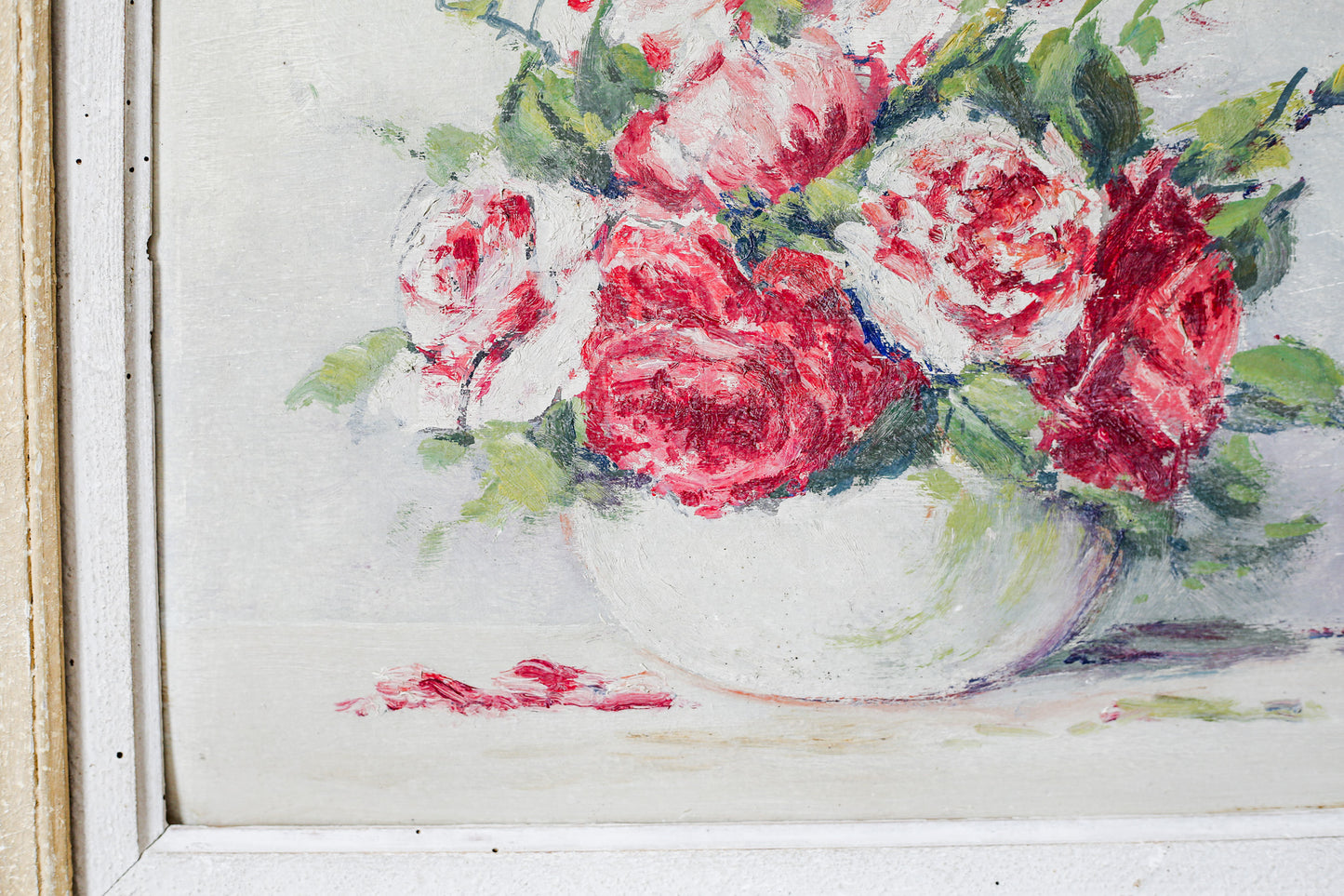 Still Life of Roses Original Signed Oil Painting, c1930