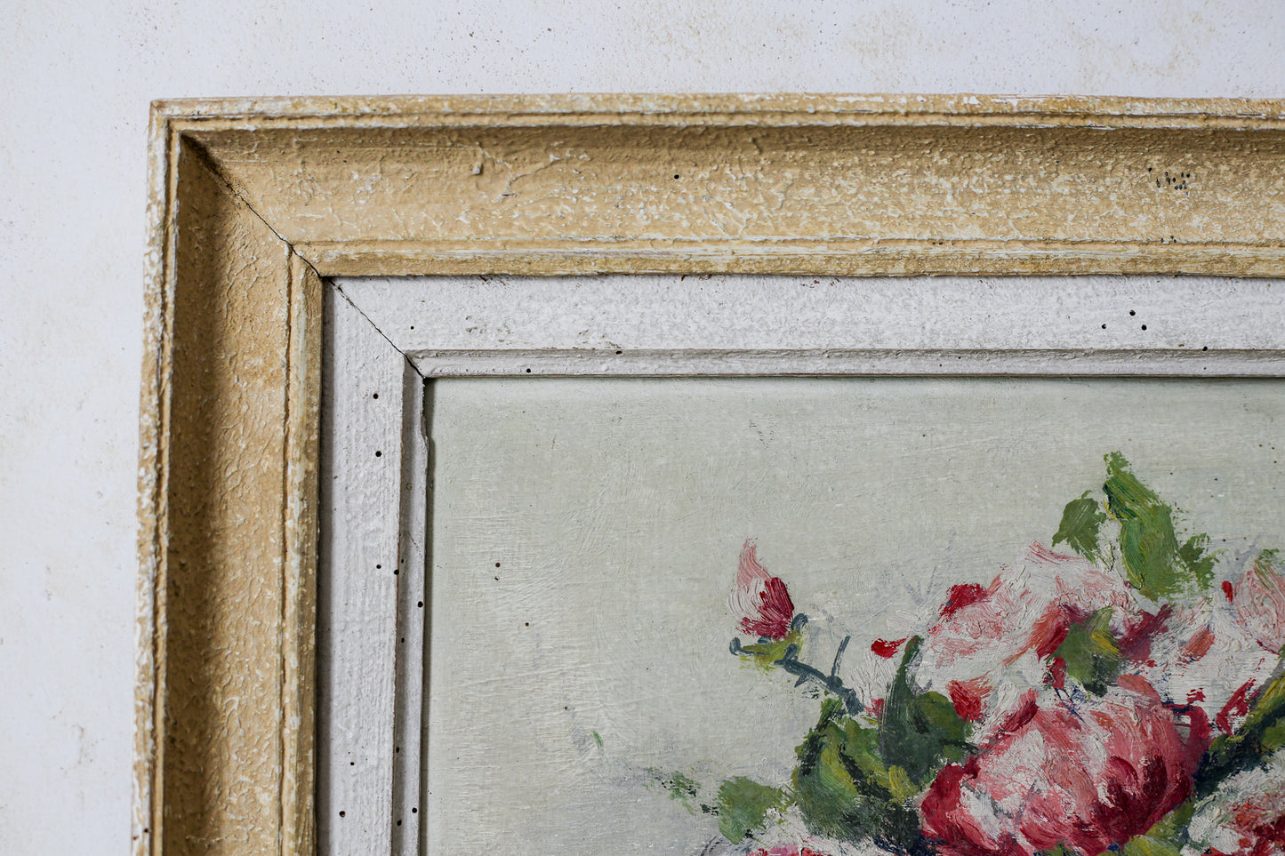 Still Life of Roses Original Signed Oil Painting, c1930