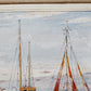 Framed Fishing Boats in Harbor Painting, c1960