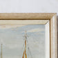 Framed Fishing Boats in Harbor Painting, c1960