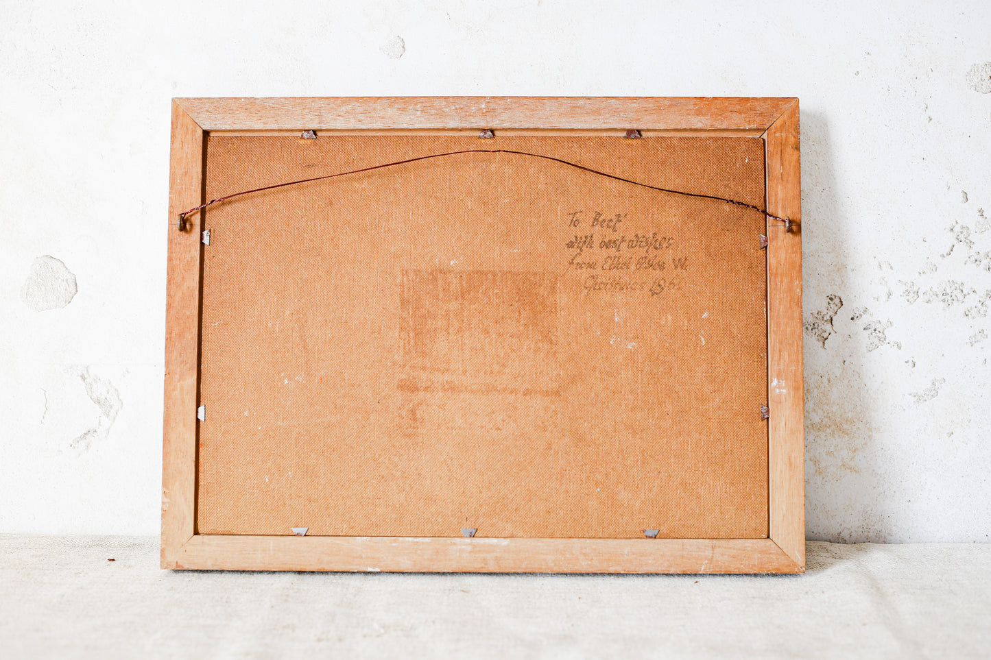 Framed Fishing Boats in Harbor Painting, c1960