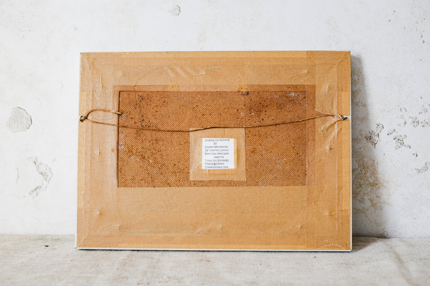 Original Oil Painting of English Thatched Cottages by Dudley Weatherley - Trout Inn, Devon