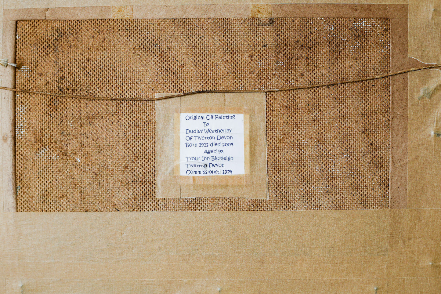 Original Oil Painting of English Thatched Cottages by Dudley Weatherley - Trout Inn, Devon