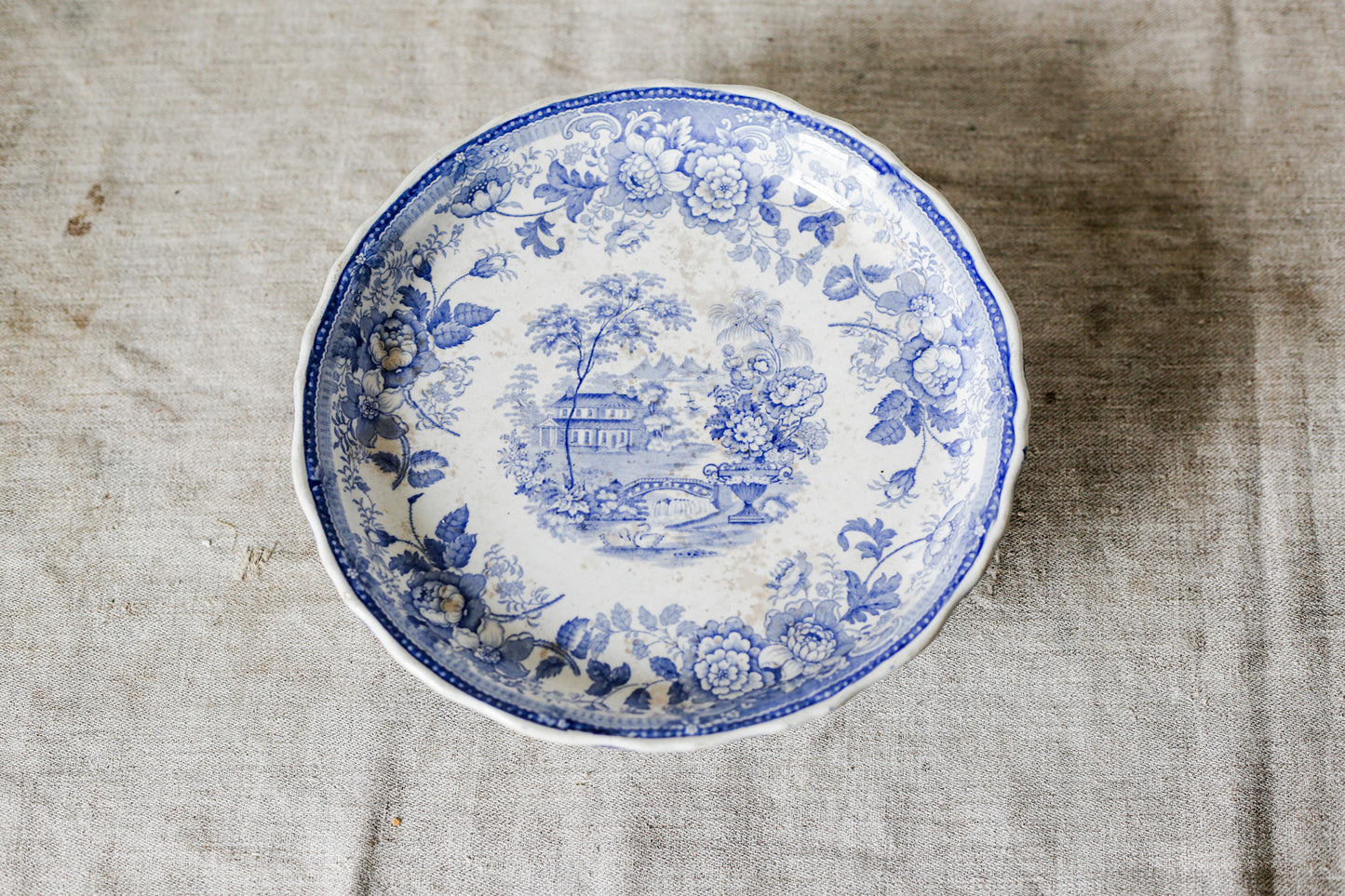 Blue and White Ironstone Footed Squat Compote, c1850