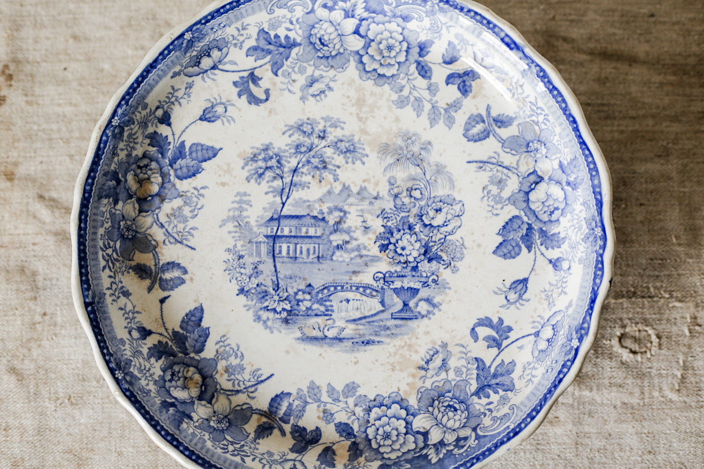 Blue and White Ironstone Footed Squat Compote, c1850