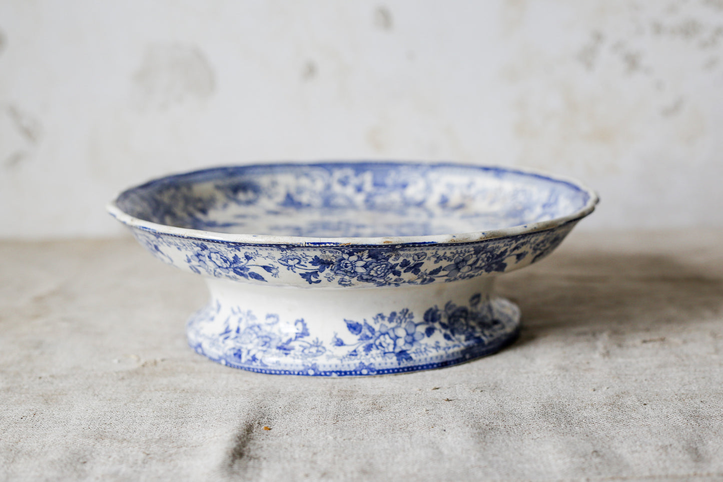 Blue and White Ironstone Footed Squat Compote, c1850