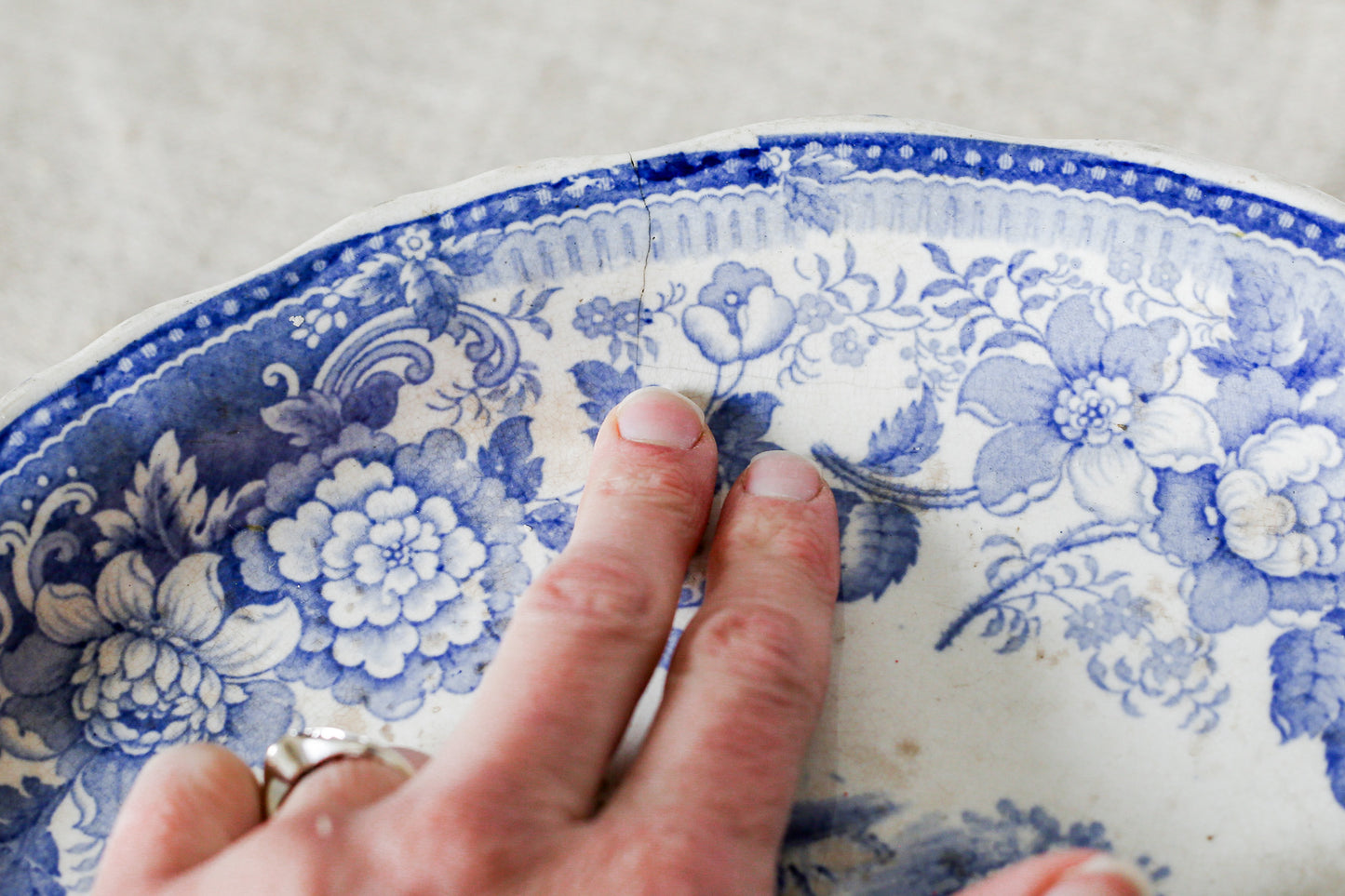 Blue and White Ironstone Footed Squat Compote, c1850