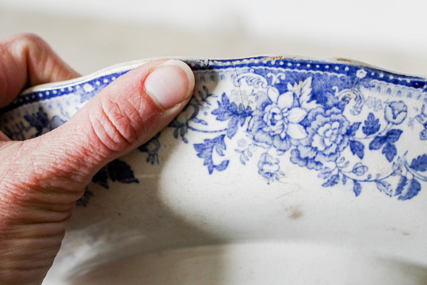 Blue and White Ironstone Footed Squat Compote, c1850