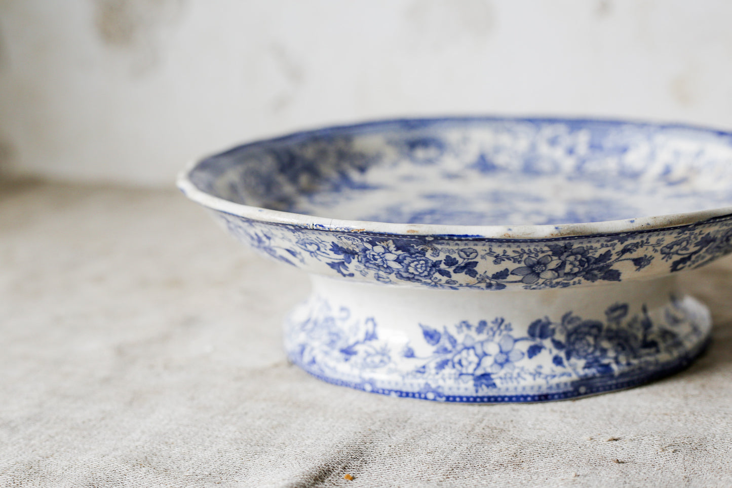 Blue and White Ironstone Footed Squat Compote, c1850
