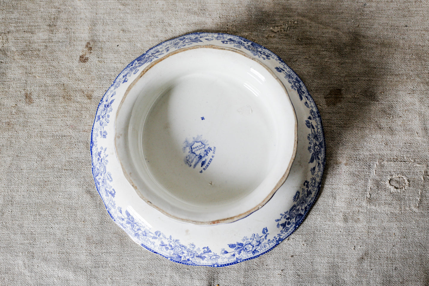 Blue and White Ironstone Footed Squat Compote, c1850