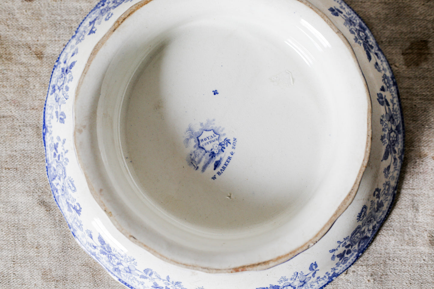 Blue and White Ironstone Footed Squat Compote, c1850