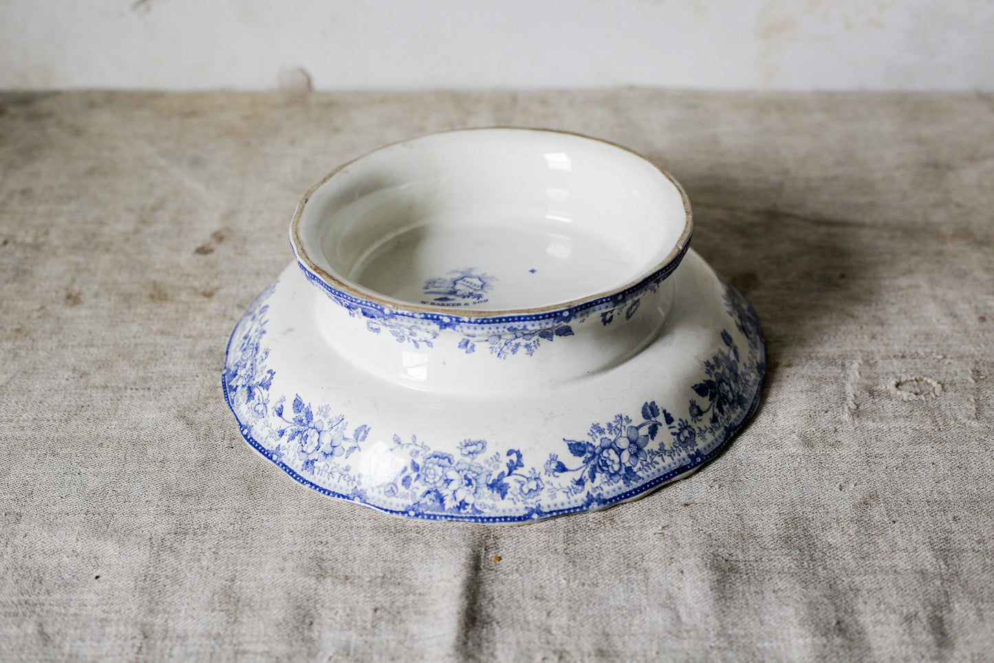 Blue and White Ironstone Footed Squat Compote, c1850