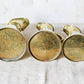 Joseph Sankey & Sons Monogrammed Set of 3 Brass Hot Water Jugs, c1900