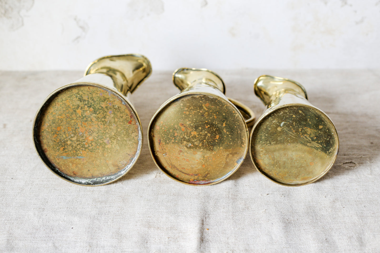 Joseph Sankey & Sons Monogrammed Set of 3 Brass Hot Water Jugs, c1900