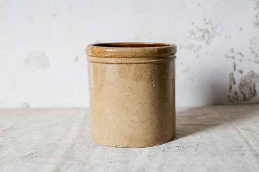 Macomb Pottery Beige Salt Glazed Crock, c1890