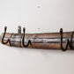 Rustic Wooden Wall Rack with 4 Wrought Iron Hooks