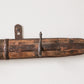 Rustic Wooden Wall Rack with 4 Wrought Iron Hooks